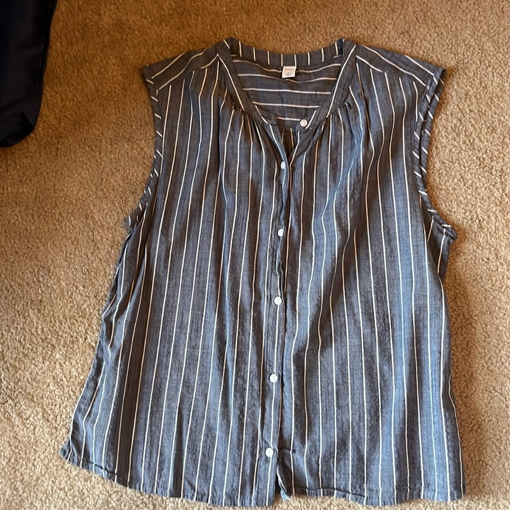Old Navy blue and white striped shirt. Size large